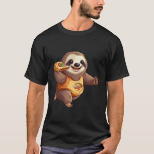 Cute Sloth Jogger Jogging Pizza Slice T-Shirt