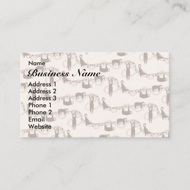 Cute sloth jungle pattern business card (Front)
