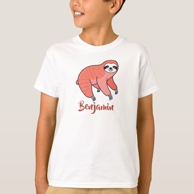 Cute Sloth Kids T-Shirt – Adorable Lazy Animal Tee (Front)