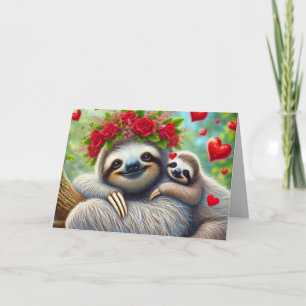 Cute Sloth Kids  Valentine's Day  Holiday Card