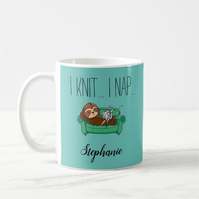 Cute Sloth Knitting Coffee Mug Gift (Left)