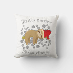 Cute Sloth Lazy Christmas Tis Season To Be Sleepy Cushion