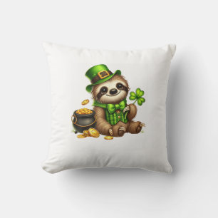 Cute Sloth Leprechaun St Patricks Day Boys Girls P Cushion