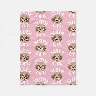 Cute Sloth Life Pink Blanket