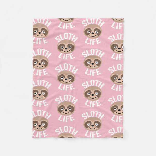 Cute Sloth Life Pink Blanket (Front)