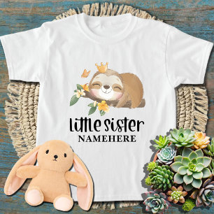Cute Sloth Little Sister Watercolor Tropical T-Shirt