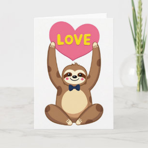 Cute Sloth Love Heart Card