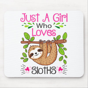 Cute Sloth Lover Women Girls Just A Girl Who Loves Mouse Mat