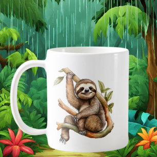 Cute sloth lovers add monogram  coffee mug