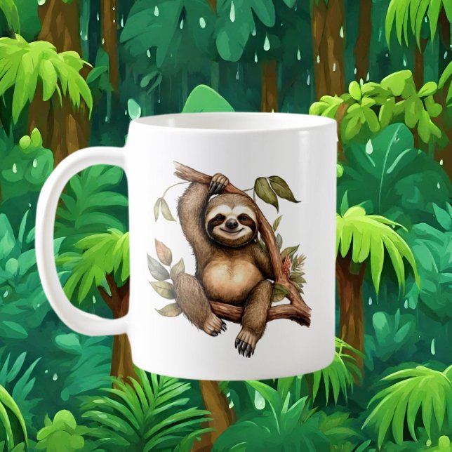 Cute sloth lovers add monogram coffee mug (Creator Uploaded)