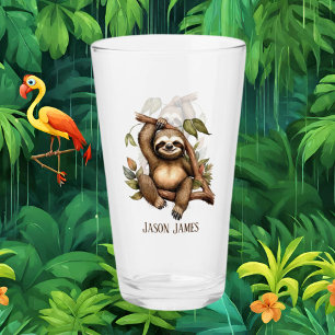 Cute sloth lovers add monogram glass