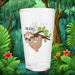 cute sloth lovers add name Glass