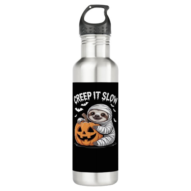 Cute Sloth Lovers Funny Halloween Pumpkin Essentia 710 Ml Water Bottle (Front)