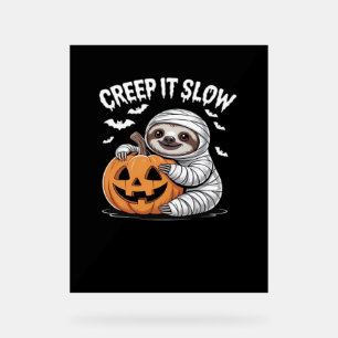Cute Sloth Lovers Funny Halloween Pumpkin Essentia Acrylic Sign