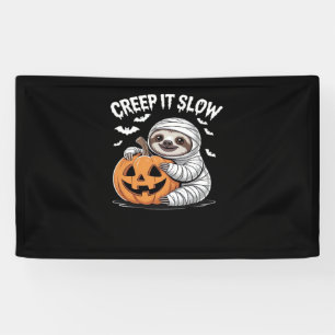 Cute Sloth Lovers Funny Halloween Pumpkin Essentia Banner