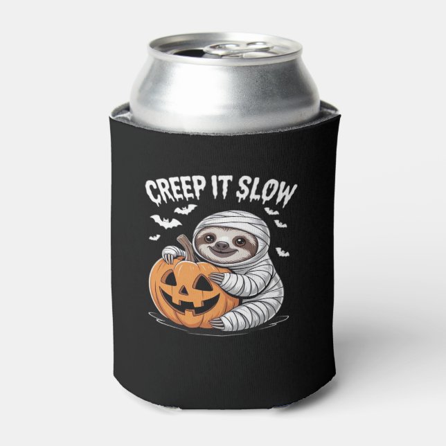 Cute Sloth Lovers Funny Halloween Pumpkin Essentia Can Cooler (Can Front)