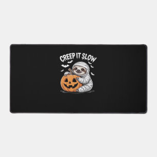 Cute Sloth Lovers Funny Halloween Pumpkin Essentia Desk Mat