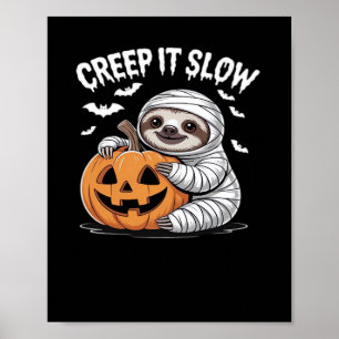 Cute Sloth Lovers Funny Halloween Pumpkin Essentia Poster