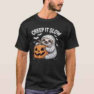 Cute Sloth Lovers Funny Halloween Pumpkin Essentia T-Shirt