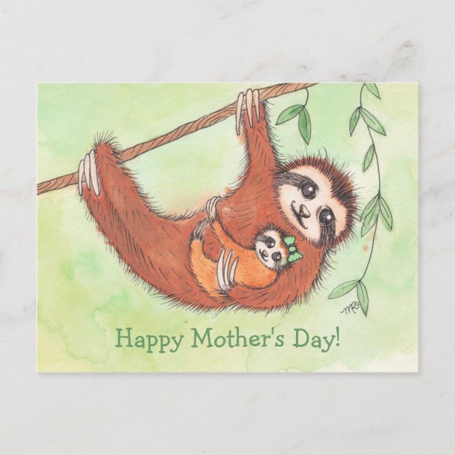 Cute Sloth Mother's Day Postcard (Front)