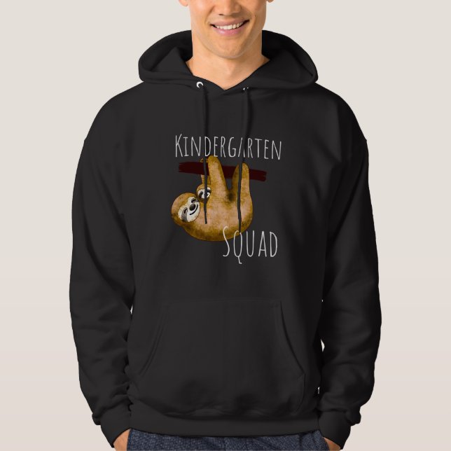 Cute Sloth Mum And Baby Kindergarten Squad Backpac Hoodie (Front)