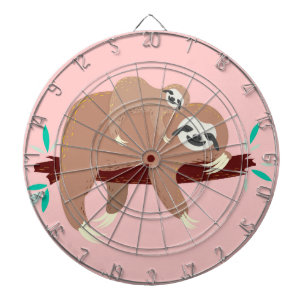 Cute Sloth mum with baby Dartboard