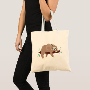 Cute Sloth mum with baby Tote Bag