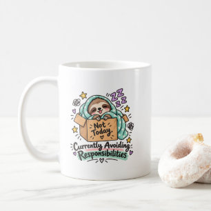 Cute Sloth “Not Today” – Currently Avoiding Respon Coffee Mug