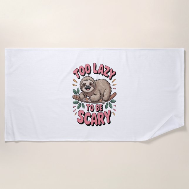 Cute Sloth on Branch with Playful Beach Towel (Front)