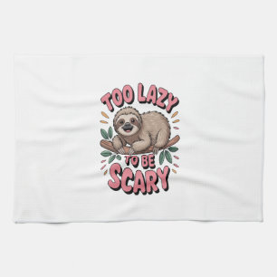Cute Sloth on Branch with Playful Tea Towel