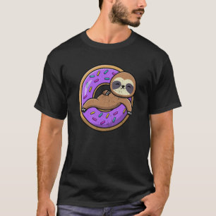 Cute Sloth On Doughnut Lazy Animal Men Women Loves T-Shirt