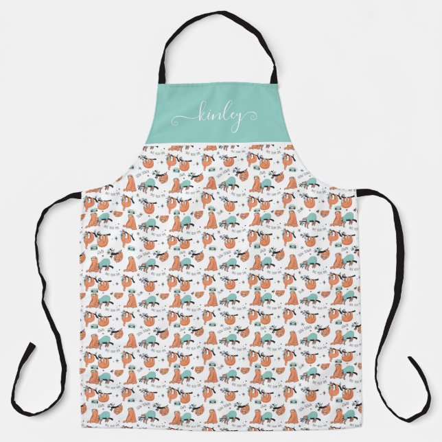 Cute Sloth Pattern Apron (Front)