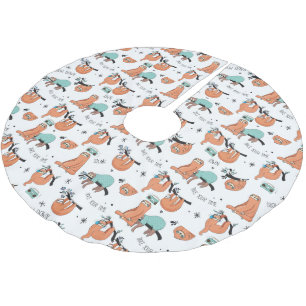 Cute Sloth Pattern Brushed Polyester Tree Skirt