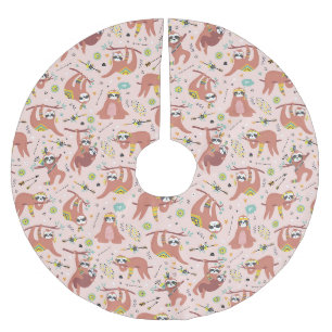 Cute Sloth Pattern  Brushed Polyester Tree Skirt