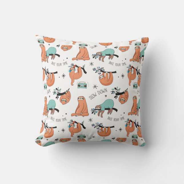 Cute Sloth Pattern Cushion (Front)