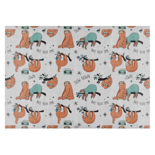 Cute Sloth Pattern Cutting Board (Front)