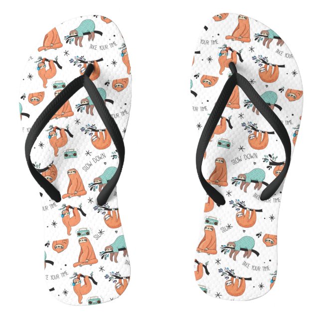 Cute Sloth Pattern Flip Flops (Footbed)
