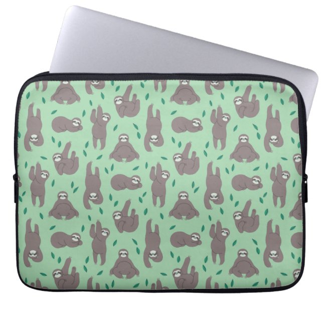 Cute Sloth Pattern Laptop Sleeve (Front)