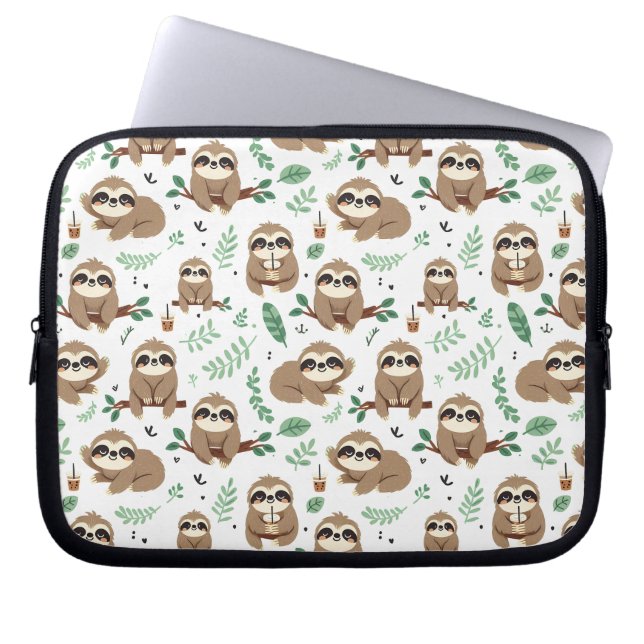Cute Sloth Pattern Laptop Sleeve (Front)
