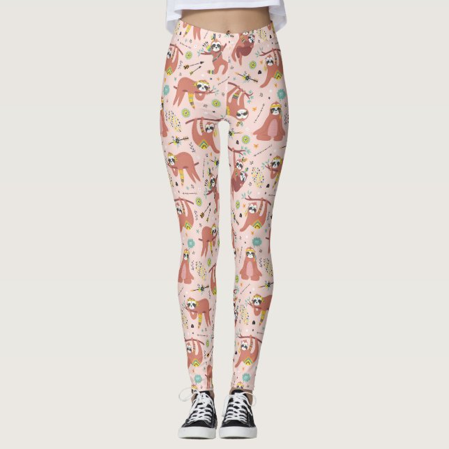 Cute Sloth Pattern Leggings (Front)