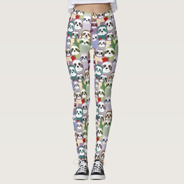 Cute Sloth Pattern Leggings (Front)