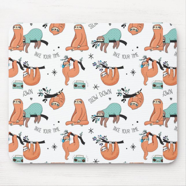 Cute Sloth Pattern Mouse Mat (Front)