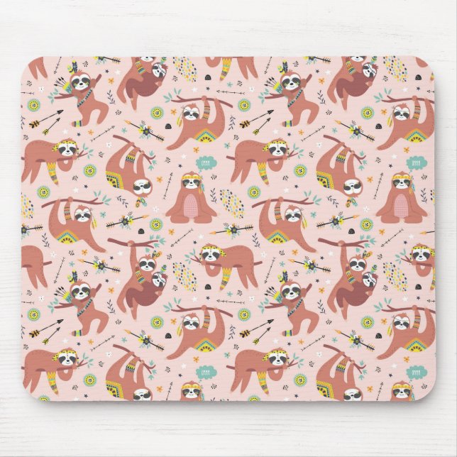 Cute Sloth Pattern Mouse Pad (Front)