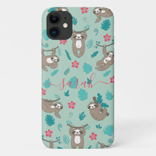 Cute Sloth Pattern Personalised Name   iPhone 11 Case