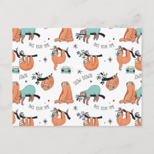 Cute Sloth Pattern Postcard