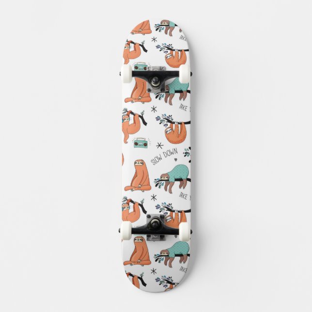 Cute Sloth Pattern Skateboard (Front)