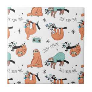 Cute Sloth Pattern Tile
