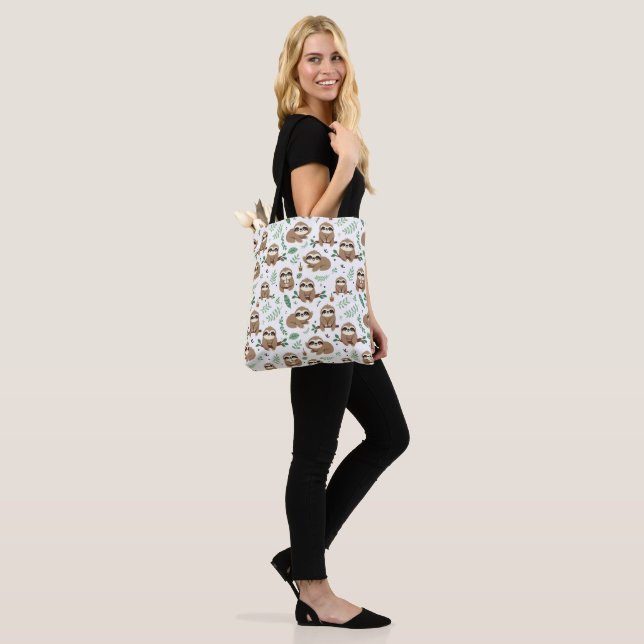 Cute Sloth Pattern Tote Bag (On Model)