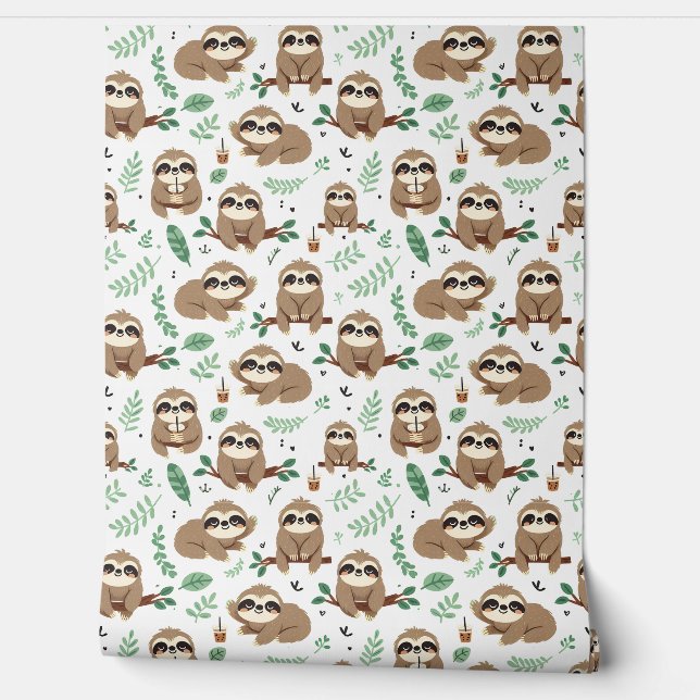 Cute Sloth Pattern Wallpaper (Unrolling)