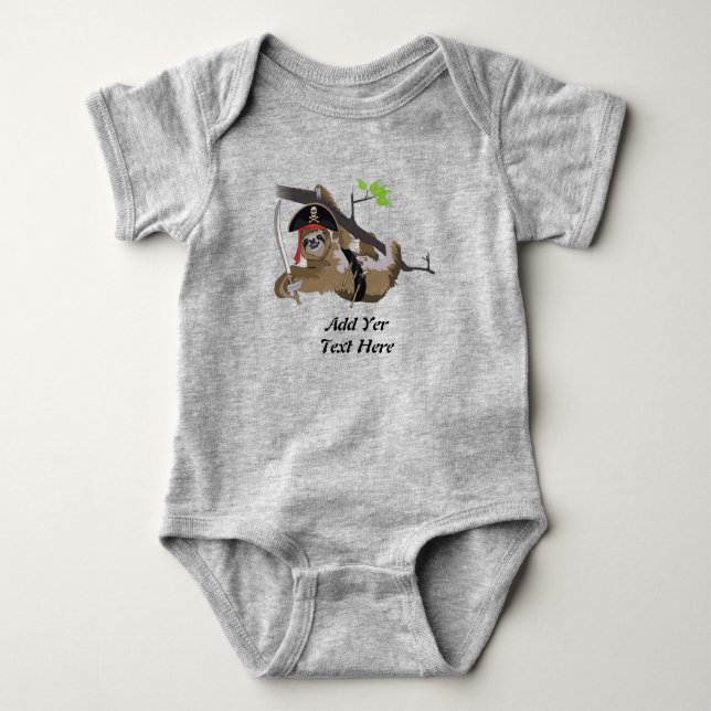 CUTE SLOTH Personalise. Baby Bodysuit (Front)